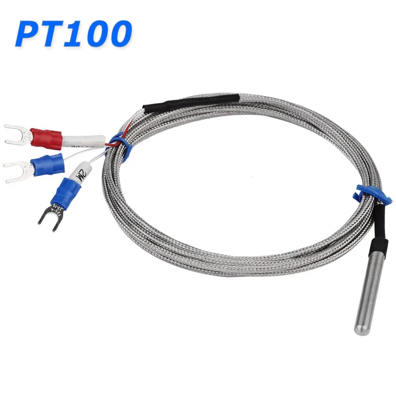 

Stainless Steel Probe Tube RTD PT100 Temperature Sensor with 2m 3 Cable Wires for Temperature Controller Thermostat