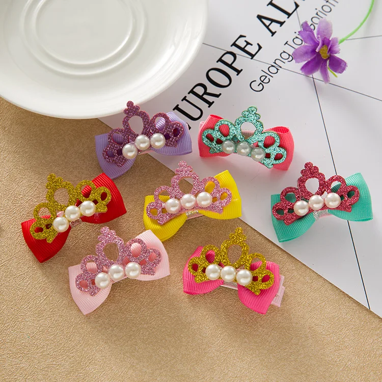 

2017 New Cute Baby Girls Children Shiny Crown Pearls Princess Hairpins Rabbit Ears Barrettes Bows Hair Clip Hair Accessories