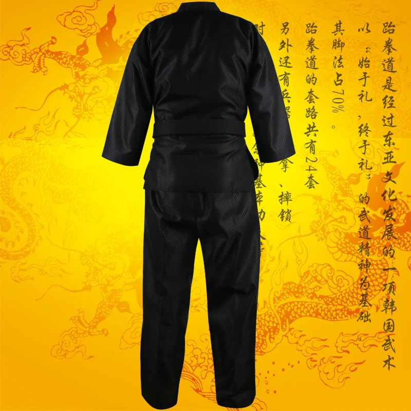 BLACK Taekwond Uniform TKD Long Sleeve Kids Clothes Taekwondo Dobok Adult Taekwondo brance wtf itf Suits Tae kwon do