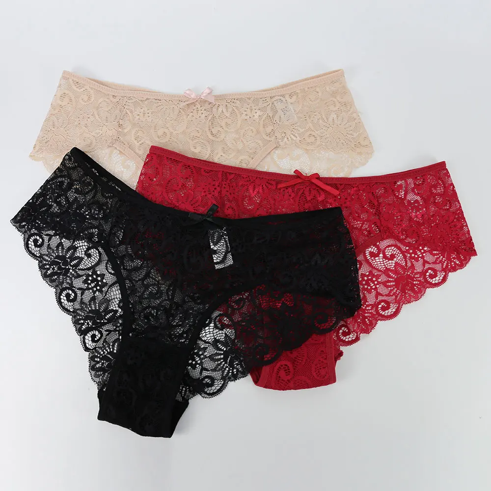 Women Full Lace Mesh Panty Transparent Floral Embroidery Sexy Briefs Ladies Summer Low Rise Breathable Seamless Underwear New