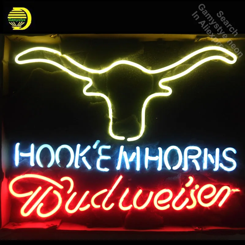 NEON SIGN For Hook Mhorn Budweise GLASS Tube Store Handcraft Art Beer Bar Room Decor Light Sign advertise lamp personalized neon