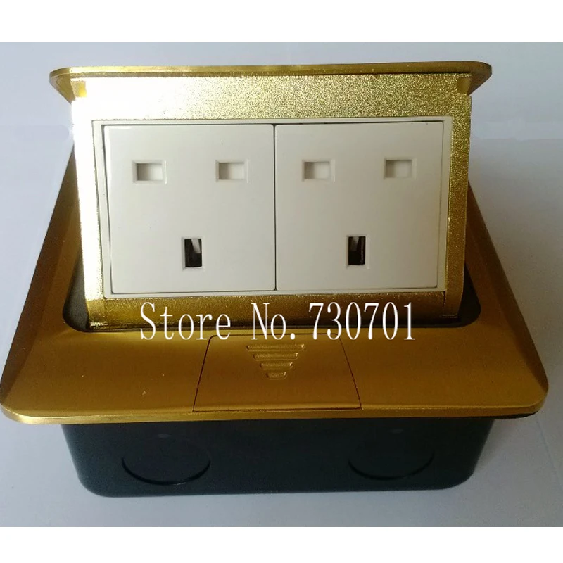 

Golden Copper Dual UK ground socket for SA UK Singapore ect hotel home office building floor socket Free shipping