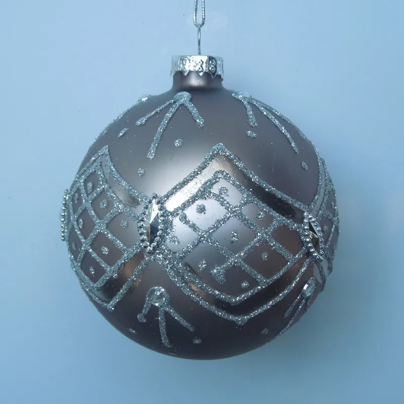 

12pcs/pack Diameter=8cm Silver Powder Handmade Glass Ball Christmas Day Decoration Hanging Globe Festival Friend Gift Pendant