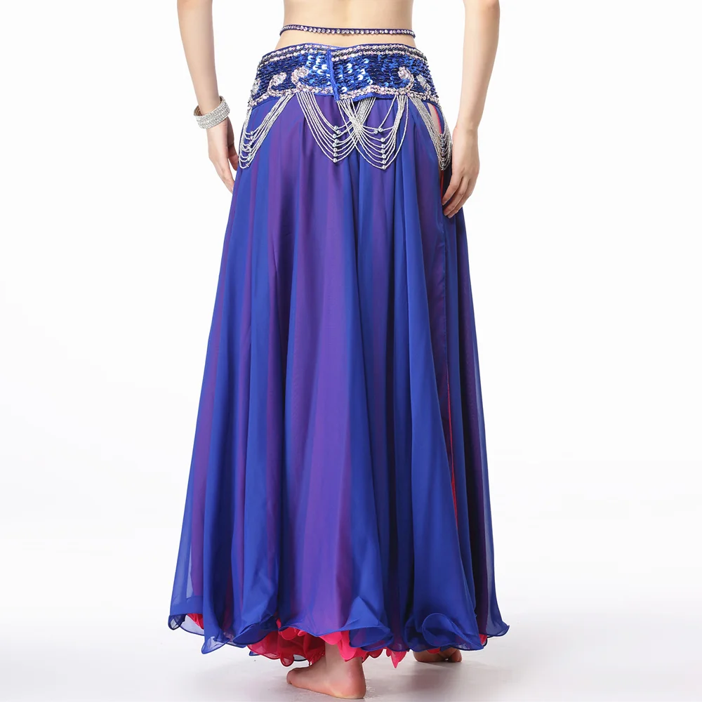 Performance Belly Dance Clothing Long Maxi Skirts Reversible 2-Layer Double Color Women Belly Dance Chiffon Skirt (without belt)