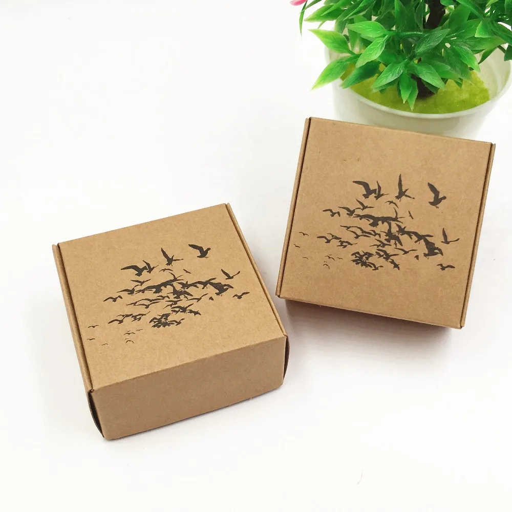 

100PCS/lot Brown Paper Box for Wedding Favor Gift Candle Candy Cream Bottle Package Corrugated Boxes Free Shipping