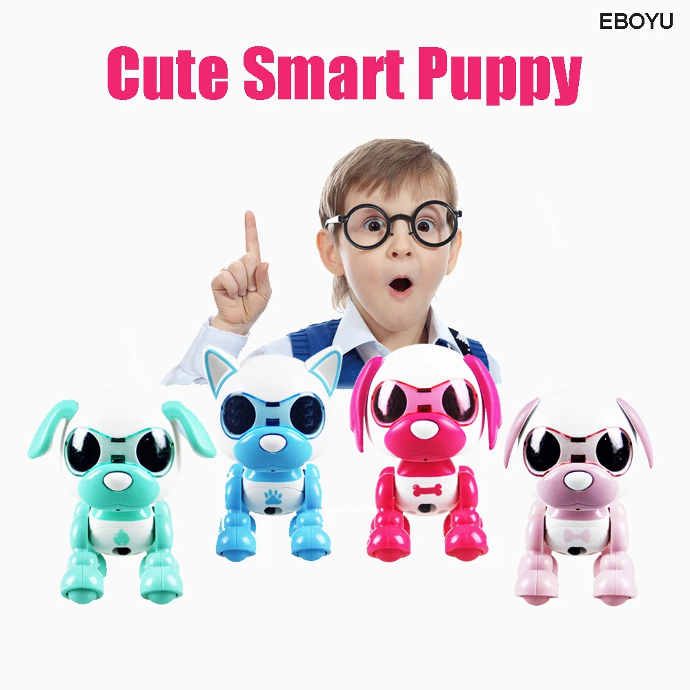 EBOYU Cute Smart Dog UInteractive Smart Puppy Robot Dog With LED Eyes Sound Recording Sing Sleep Cute Gift Toy