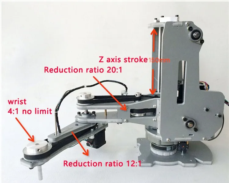 

Four Axis Robot Arm 4 DOF Mechamincal Manipulator Clamp Teaching Robotic Model Experimental Eduational Platform DIY For Arduino