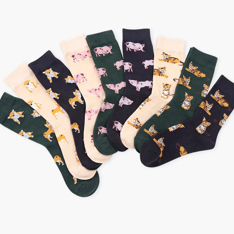 Japan Style Harajuku Dog Funny Socks Women Ankle Cute Cotton Socks Fashion Cool Hipster Skateboard Female Meias Art Animal Sox