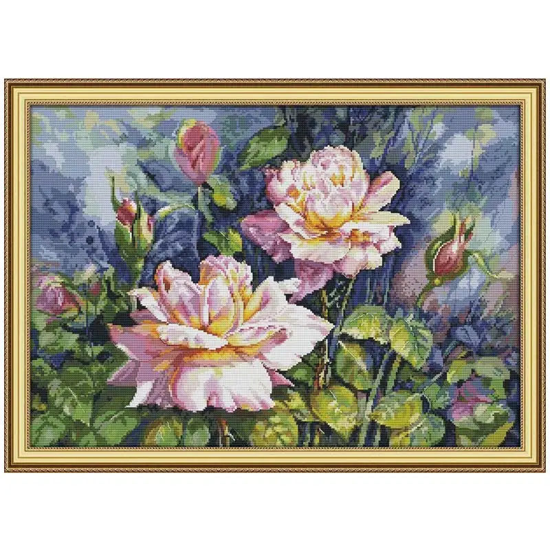 Vintage Rose Patterns Counted Cross Stitch Set DIY 11CT 14CT 16CT Stamped DMC Cross-stitch Kit Embroidery Needlework Home Decor