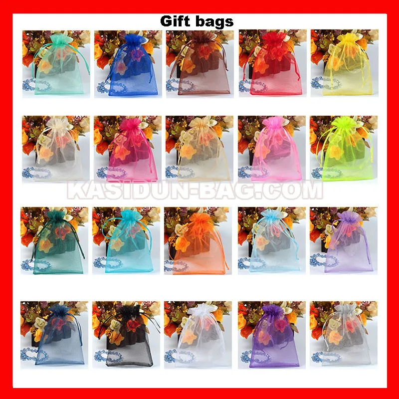 (1000pcs/lot) 4 sizes available wholesale QUALITY transparent organza gift bags