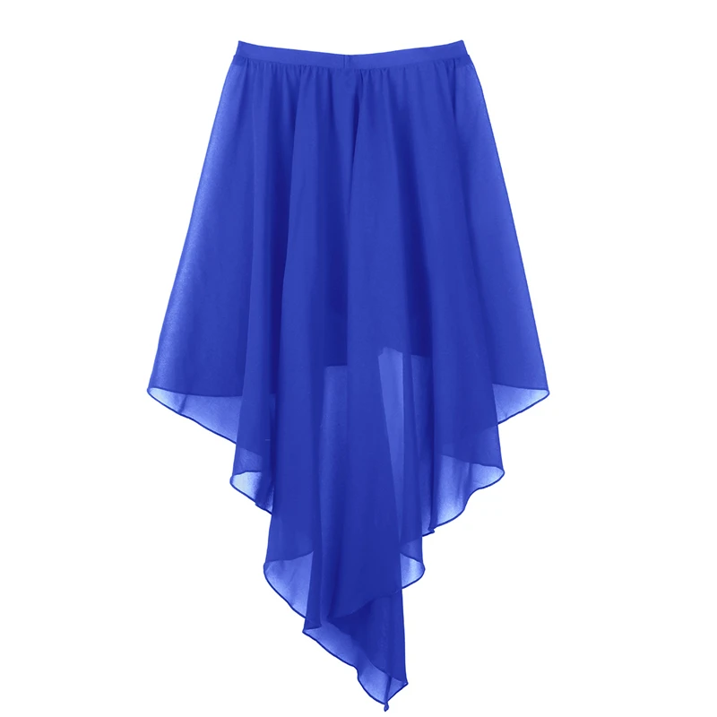 Women Ladies Side-Dip Asymmetrical Chiffon High Waist Skirt Ballet Dance Adult Performance Costume Dance Skirt