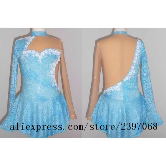 

Custom Ice Skating Dresses Women Competition Figure Skating Dress Blue Girls Ice Skating Dress Crystals 2018 Free Shipping V4