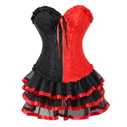 Corset Dress Zipper Front Bustier Girls Skirts Tutu Burlesque Halloween Exotic Plus Size Red And Black Corset Masquerade Sexy