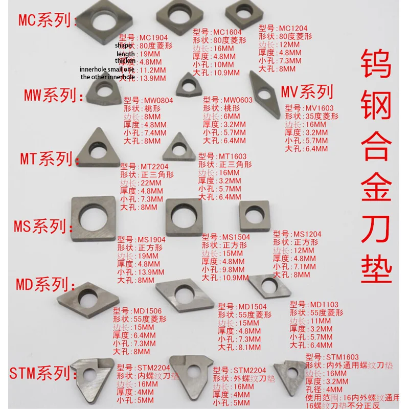 CNC lathe tool shim accessories manufacturer MT1603 MT1604 MT1603-S MT2204 MV1603 MV1603-S MT2204