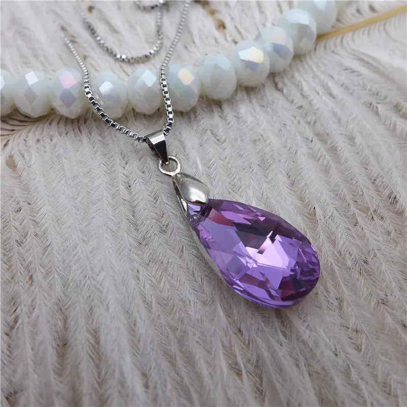 16/22/28/38 mm waterdrop austrian crystal beads glass teardrop pendant light chandelier drops silver blue pink jewelry making