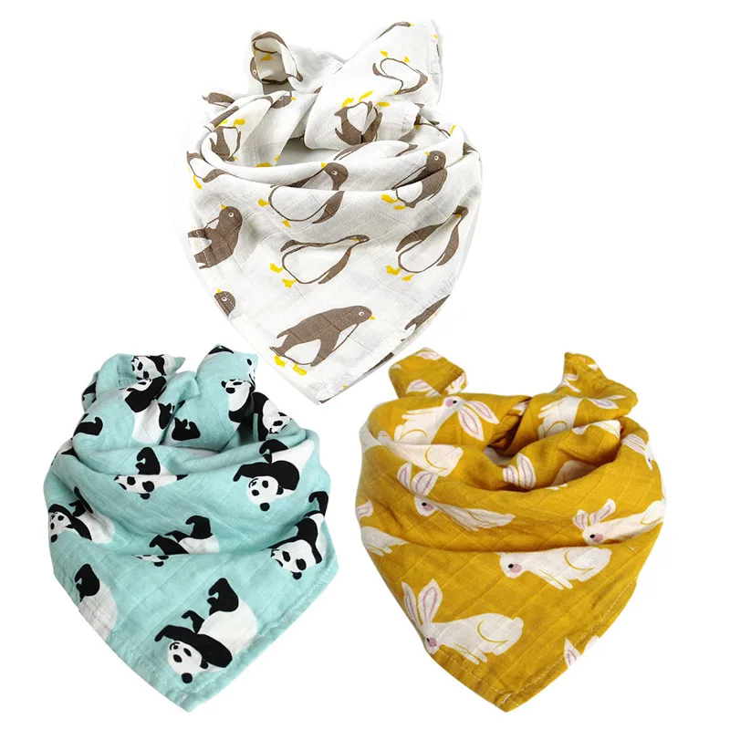 Baby Burp Cloths 3pcs/lot Organic cotton gauze Muslin activity baby bib bandanas Baby Bibs soft breathable Newborns Towel scarf