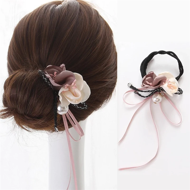 Flower Magic Bun Maker Girl Donut Device Quick Messy Women Pearl Hair Bands French DIY Hairstyle Headband Tools Hair Accessories