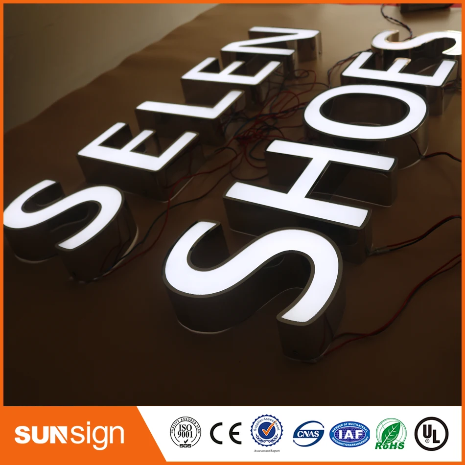 Custom Outdoor Reclame Back Lit 3D Led Brief Teken Logo