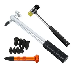 paintless Dent Ding Hammer Tap Down Kits Paintless Dent Repair Aluminum Dent Hail Hammer with 8 pcs POM heads & Knock Tap Down