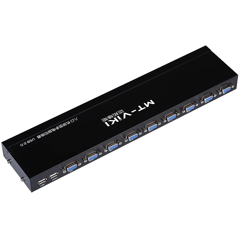 MT-VIKI 8 พอร์ต KVM Switch คู่มือกดคีย์ VGA USB แบบมีสาย Remote Extension Switcher 1U คอนโซลสายเดิม 801UK-L