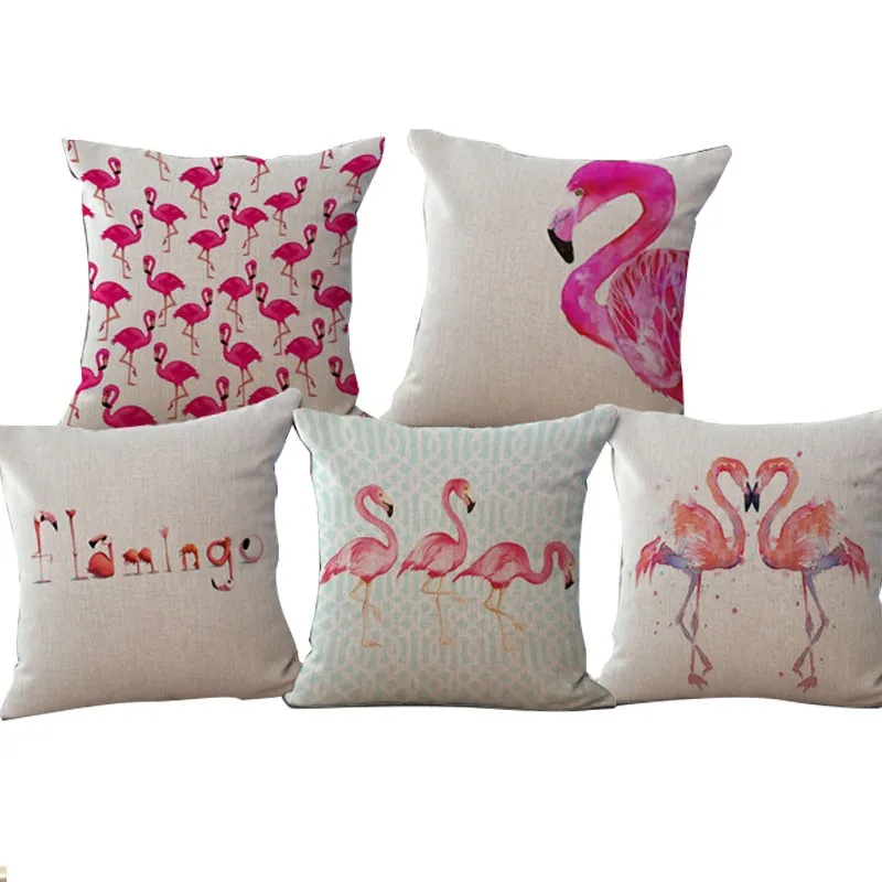 Square Cute Funny Pillow Flamingos cushion household linen pillow cushion coinjin almofadas without fillings 45x45cm