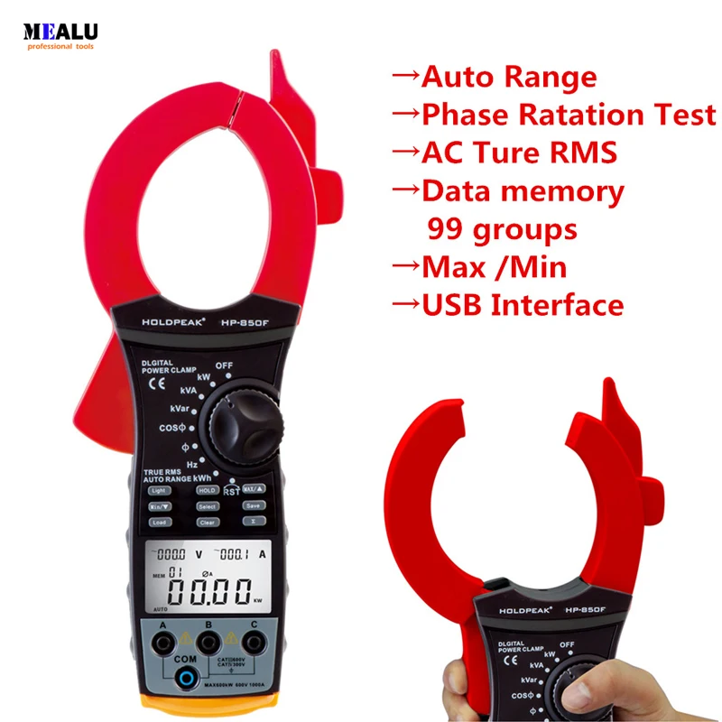 HP-850F USB Interface True rms 9999 Counts Auto Range Clamp Multimeter Multi Meter AC Current Tester 99G Data Memory