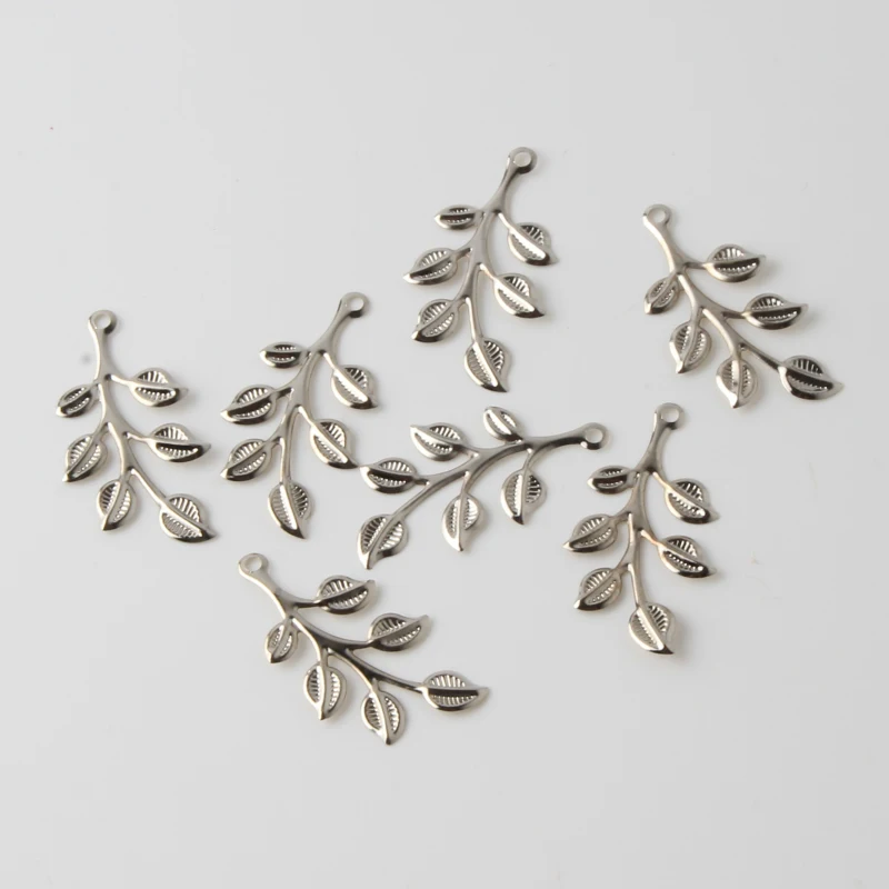 40Pcs Leaves Filigree Wraps Connectors Charm Pendant Metal Crafts Connector for Jewelry Making DIY Accessories