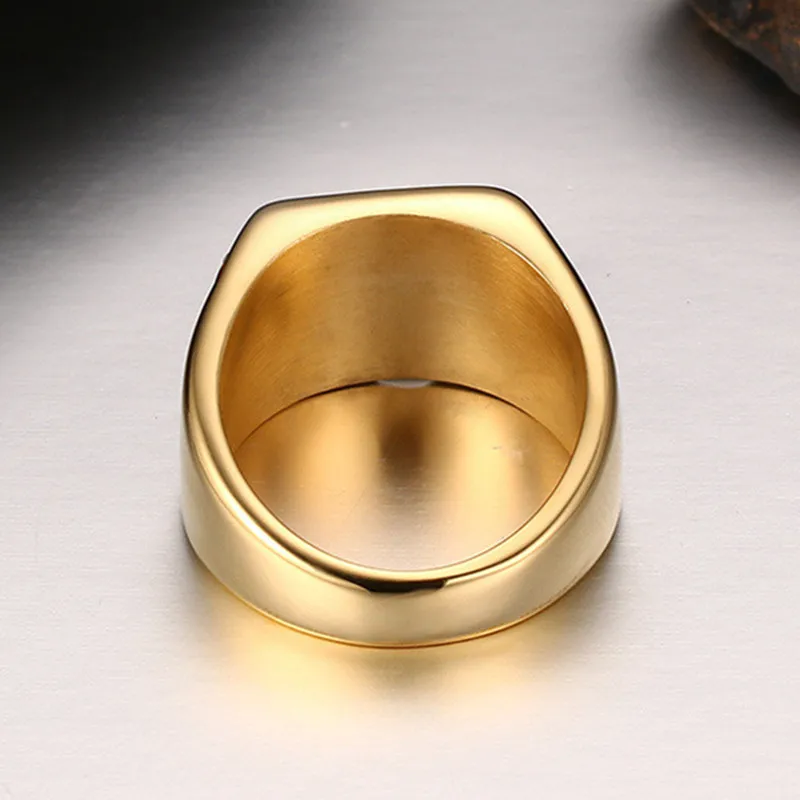 Luxury Bling Wedding Bands For Men Gold Color Stainless Steel Male Rhinestone Engagement Ring Gift R266G