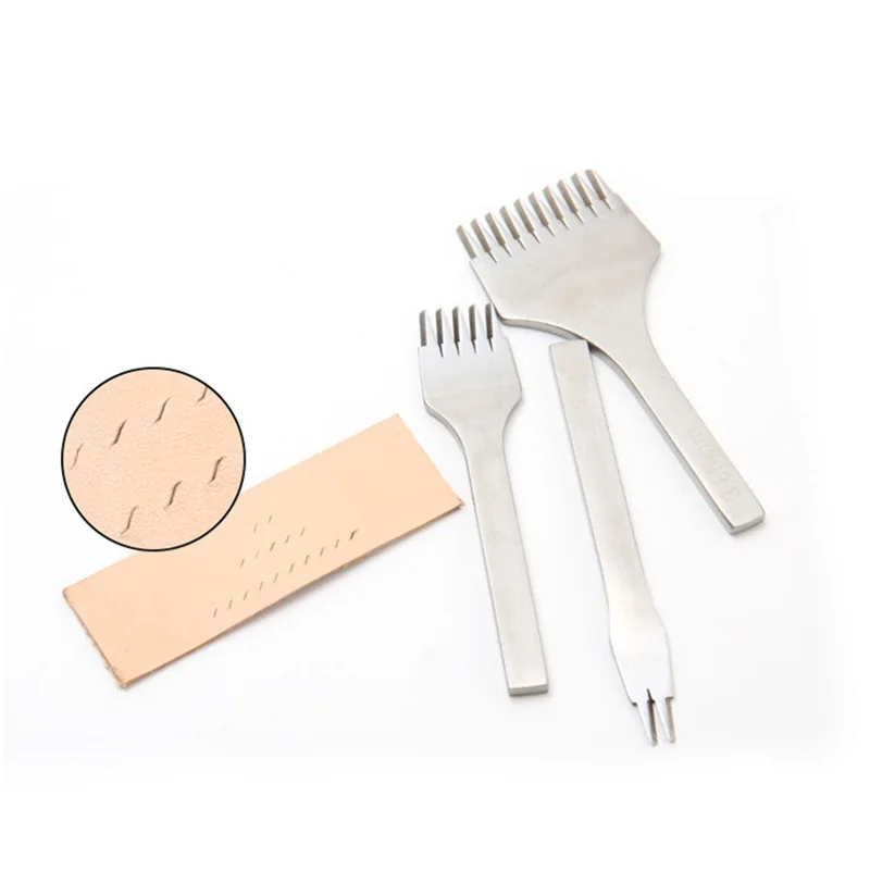 Conjuntos de cinzel de costura e laço de aço para artesanato em couro, pontas polidas para escultura em couro, tamanhos de 2.7mm/3.0mm/3.38mm/3.85mm