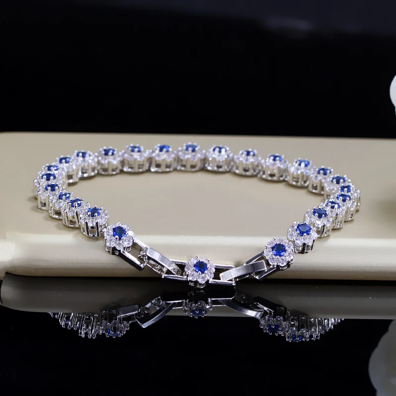 BeaQueen Lovely Colorful Flower Crystal White Gold Color Jewelry Micro Paved Cubic Zirconia Stone Cute Bracelets for Ladies B099