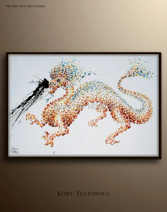 

Handmade Abstract Wall Art Modern running animal Abstract Decor Loong Animal Oil Painting On Canvas For Living Room Decor