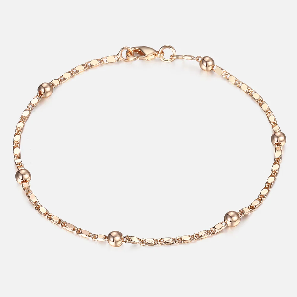 2mm Thin Marina Link Chain 585 Rose Gold Color Bracelet for Women Girls Woman Bracelet Wholesale Jewelry Gifts 20cm CB11