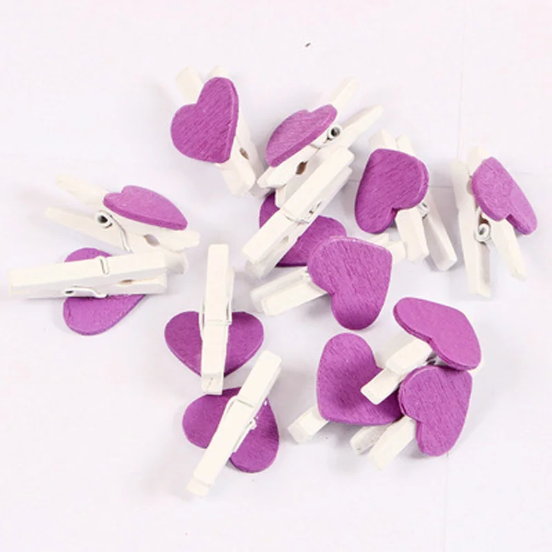 10pcs Heart 30x4mm DIY Many colors Big Wood Clothes Pegs Clothespin Clips Office Party Decoration Accessories Photo Hanging Pegs