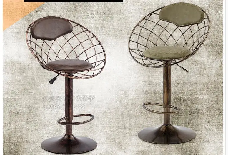 Iron bar chair. High stool. Makeup stool.. Vintage hairdressing stool..