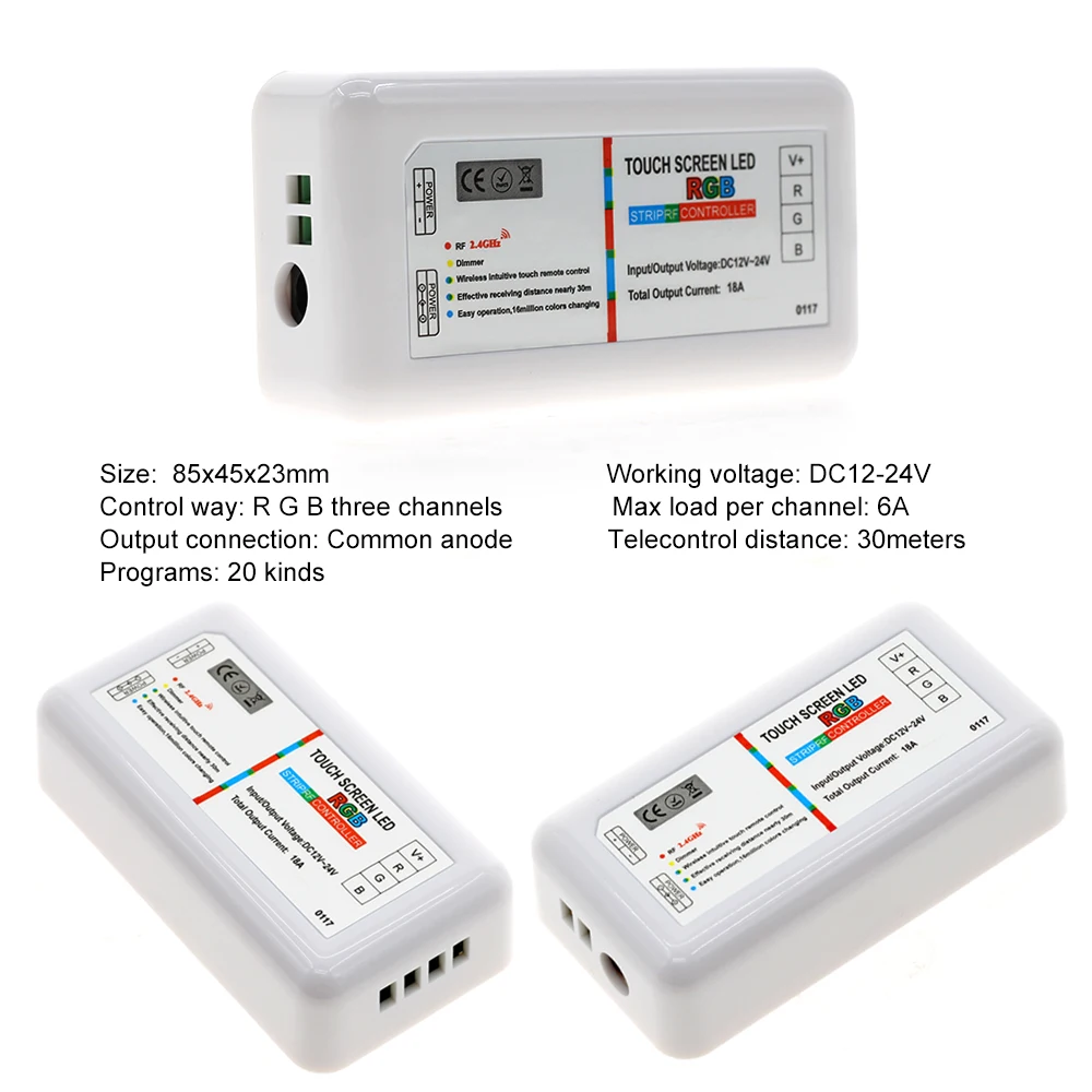 Touch Screen Led Rgb/Rgbw Controller 2.4G Draadloze DC12-24V Touch Rf Afstandsbediening Voor Rgb/Rgbw Led strip