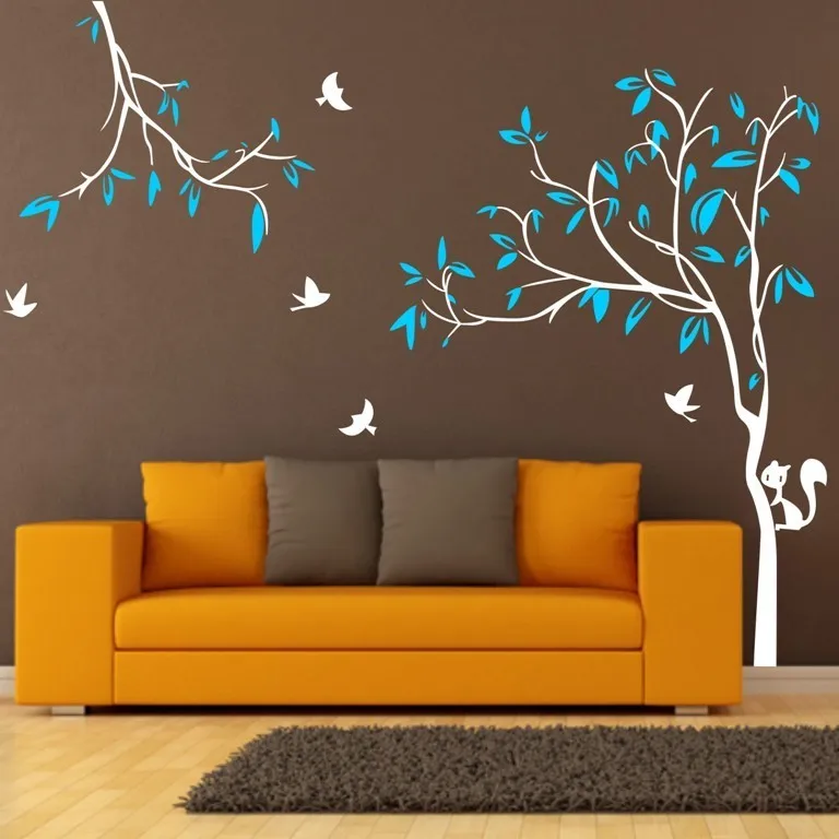 

Hot Sale Giant Tree Birds Wall Stickers Removable Vinyl Wall Decal TV Background Nursery Kids Baby Room Decor mural D377C