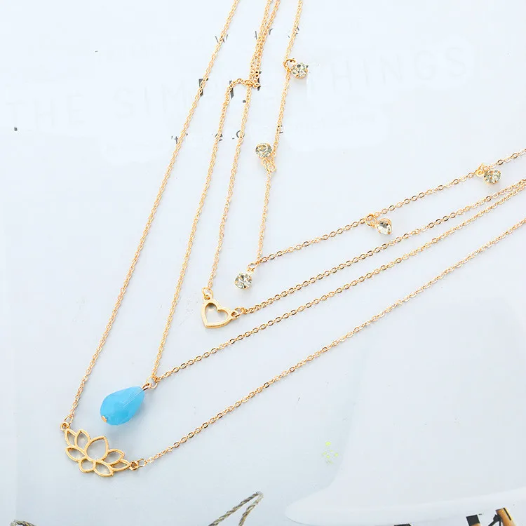 Hot Fashion Europe And America 2019 New Necklace Temperament Multi-layer Love Crystal Ladies Necklace Wholesale