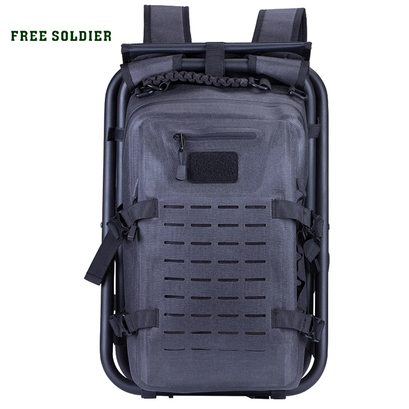 FREE SOLDIER Outdoor Sports Hiking Tactical Military Backpack Detachable Bag for Men, Multi-Function Portable Chair for Fishing