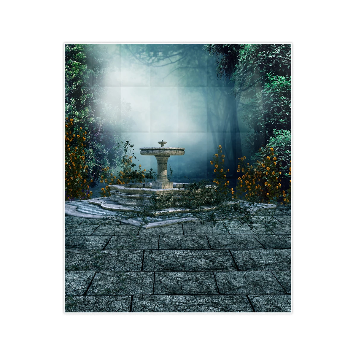 Allenjoy Photographic background flower fog forest Fountain patio Scene brick fairytale palace photography backdrop photophone