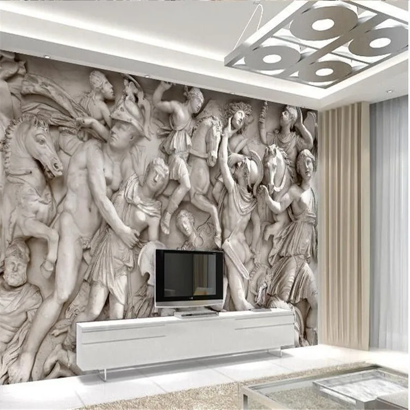 beibehang photo wallpaper 3D European Roman statues art wallpaper restaurant retro sofa backdrop 3d mural wall painting