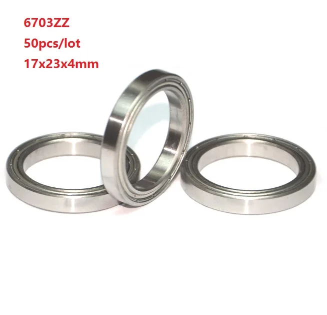 

50pcs/lot 6703ZZ 6703 ZZ 6703Z 17x23x4mm Double metal Shielded Deep Groove Ball Bearing 17*23*4mm