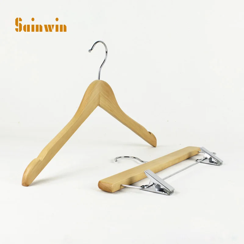 

Sainwin 5pcs/lot Wooden Coat Hanger Male Women's Clothing Pegs Wood Hangers for Clothes Rack