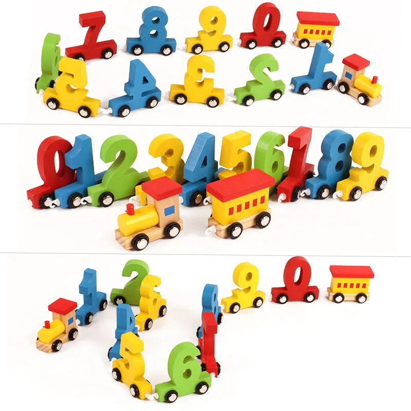 

Infant Toddlers Wooden Toy Little Train Magnetic Toys Vehicles Colorful Digital 0-9 Trains Diecast Early Learning Education Gift