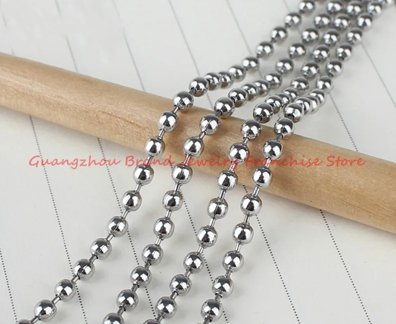 1.5/2/2.4/3.2/4/5/6/8/10mm 316L Stainless Steel Silver color Top Polished Men/Womens Necklace Beads Ball Chain 16\