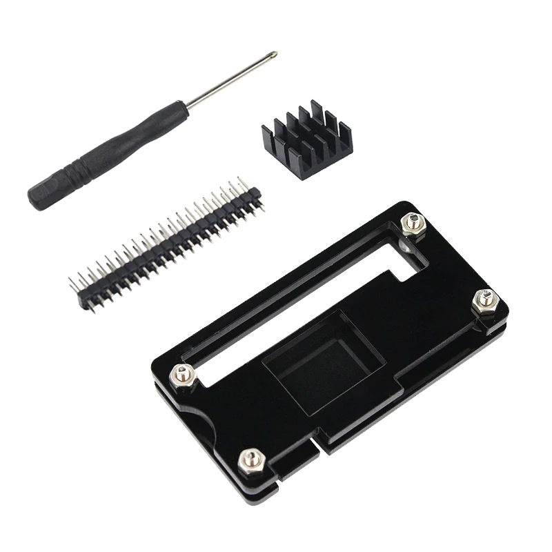 Für Raspberry Pi Null kit Acryl Fall + Aluminium Kühlkörper + 40Pin GPIO Header + Schraubendreher für Raspberry Pi null W 1,3 Pi0