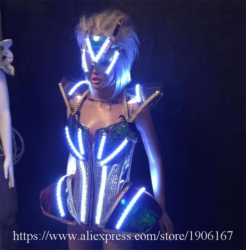 Led Luminous Sexy Evening Dress Catwalk Clothes Victoria Ballroom Costume Stage Performance Dance DJ Singer Cosplay Clothing