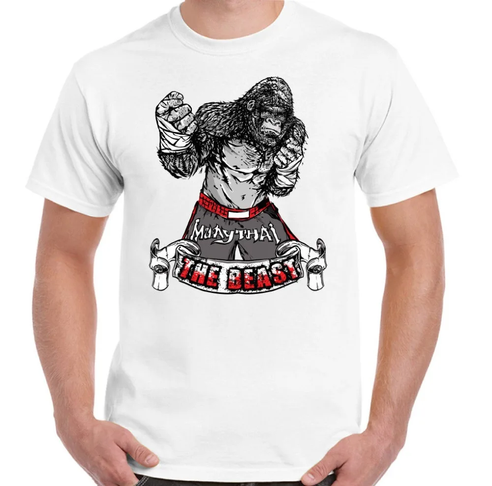 Muay Thai Gorilla The Beast Gym Mma Kick Boxing Training Men'S Funny 2019 Summer New Brand Casual Men Funny O Neck Shirts