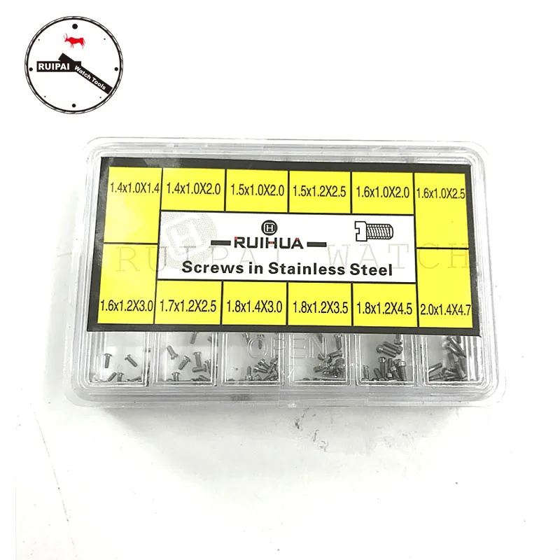 Stainless Steel Flat Cap Watch Screws, Assort Size Watch screws for watch repairing replacement screws