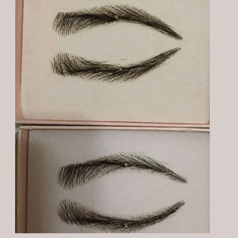 

A pair of Hand Made Human Hair Eyebrow Fake Eyebrow 003 Light Brown Color Handmade Swiss Lace Invisible Reality Eyebrow