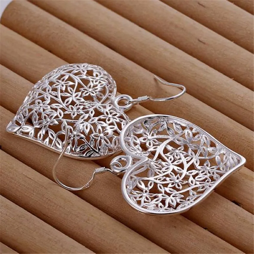 Retro beautiful heart LOVE  silver color earrings fashion jewelry hot selling high quality accessories free shipping